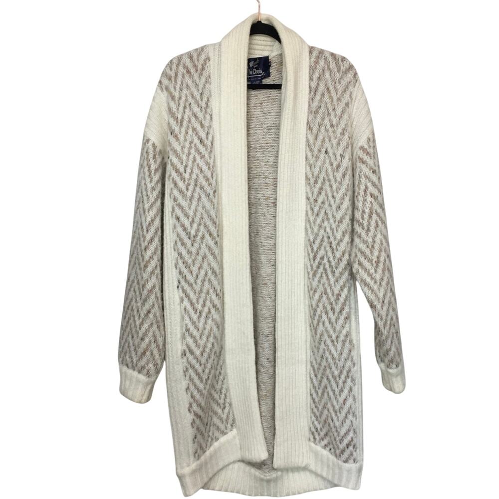 Vintage 1980s Monto Por Le Chois Longline Knit Cardigan Medium Heavy Weight Cozy